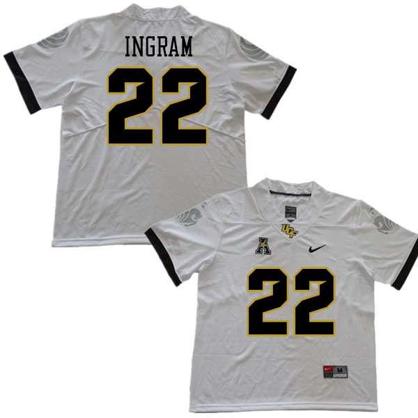 Men #22 Kam Ingram UCF Knights College Football Jerseys Stitched Sale-White - Click Image to Close